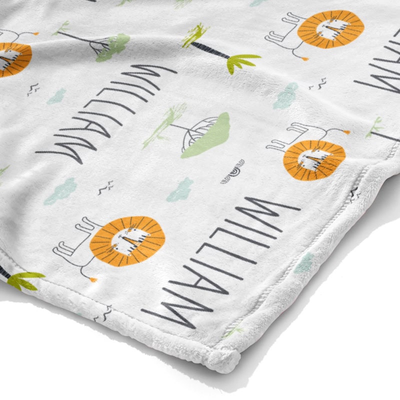 lion baby blanket close up