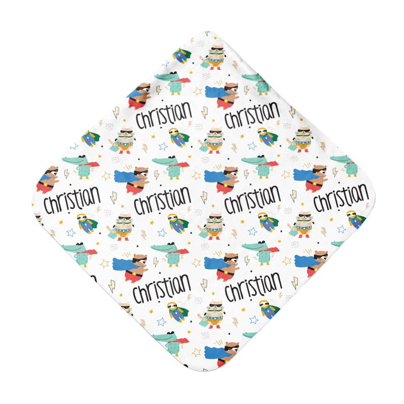 Comic Critters Hooded Towel Back