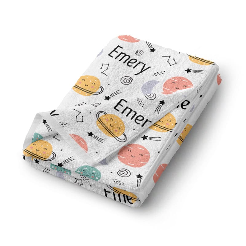 Happy Planets Bath Towel Folded