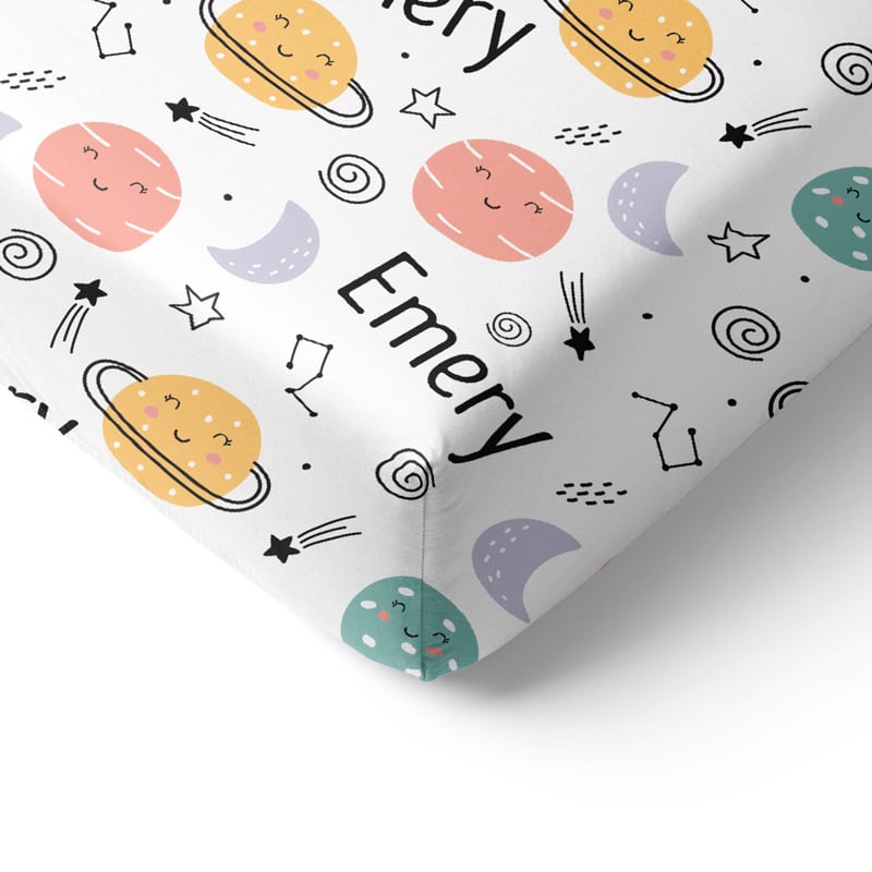 Happy Planets Crib Sheet Corner