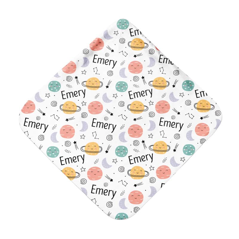 Happy Planets Hooded Towel Back