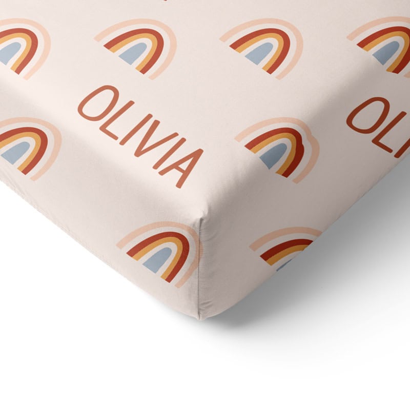 Loving Rainbow Crib Sheet Corner