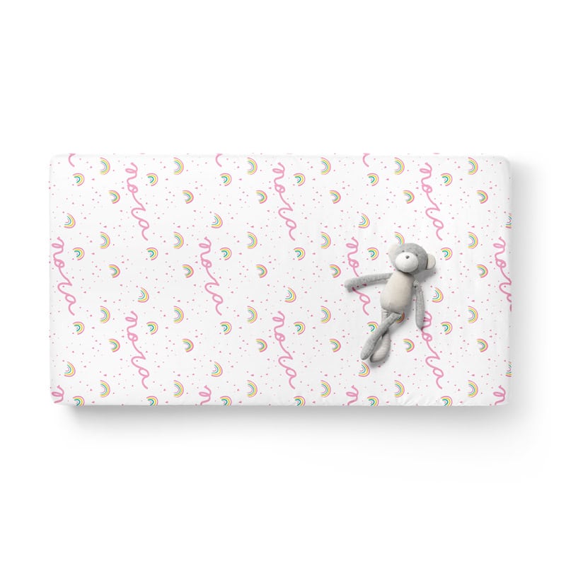 Pink Rainbows Crib Sheet