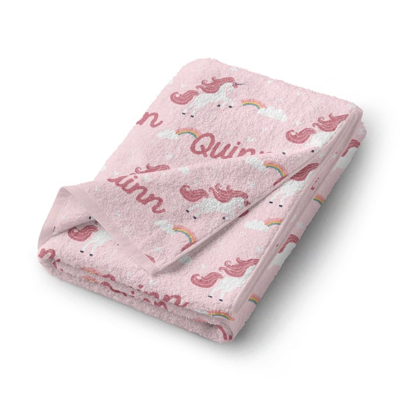 Pink Unicorn Bath Towel Folded