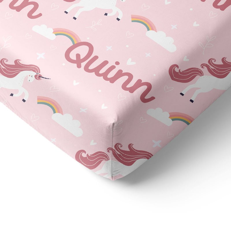 Pink Unicorn Crib Sheet Corner