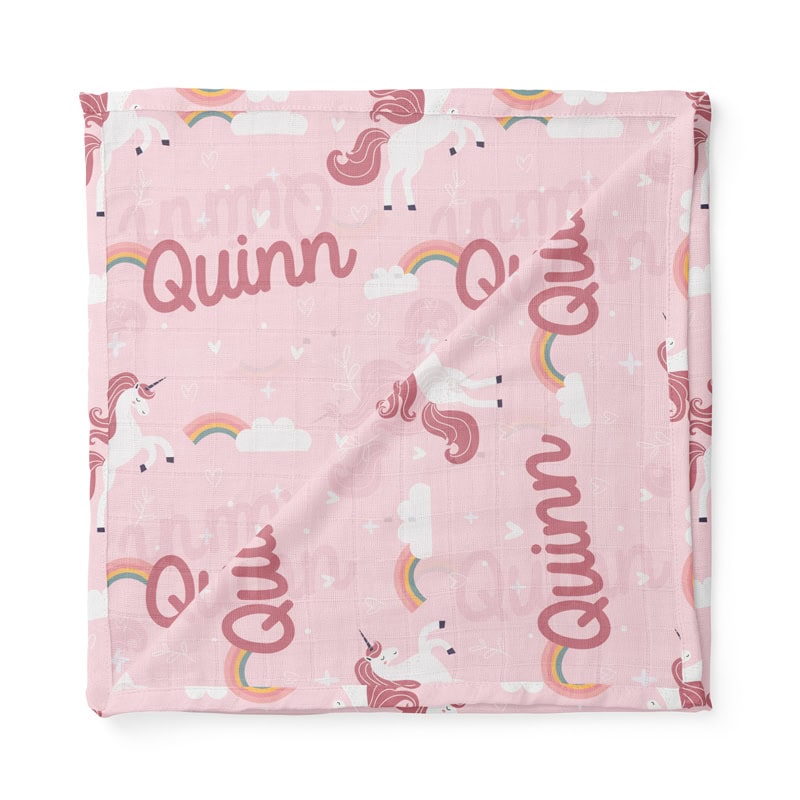 Pink Unicorn Swaddle Folded