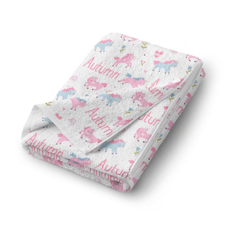 Playful Unicorn Bath Towel Folded