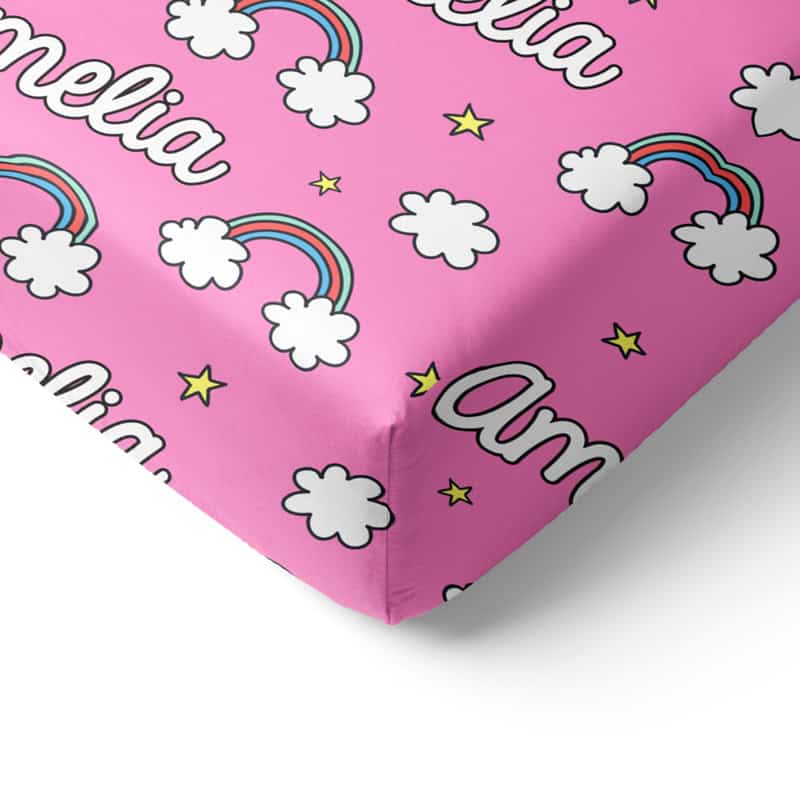 Rainbow Skies Crib Sheet Corner