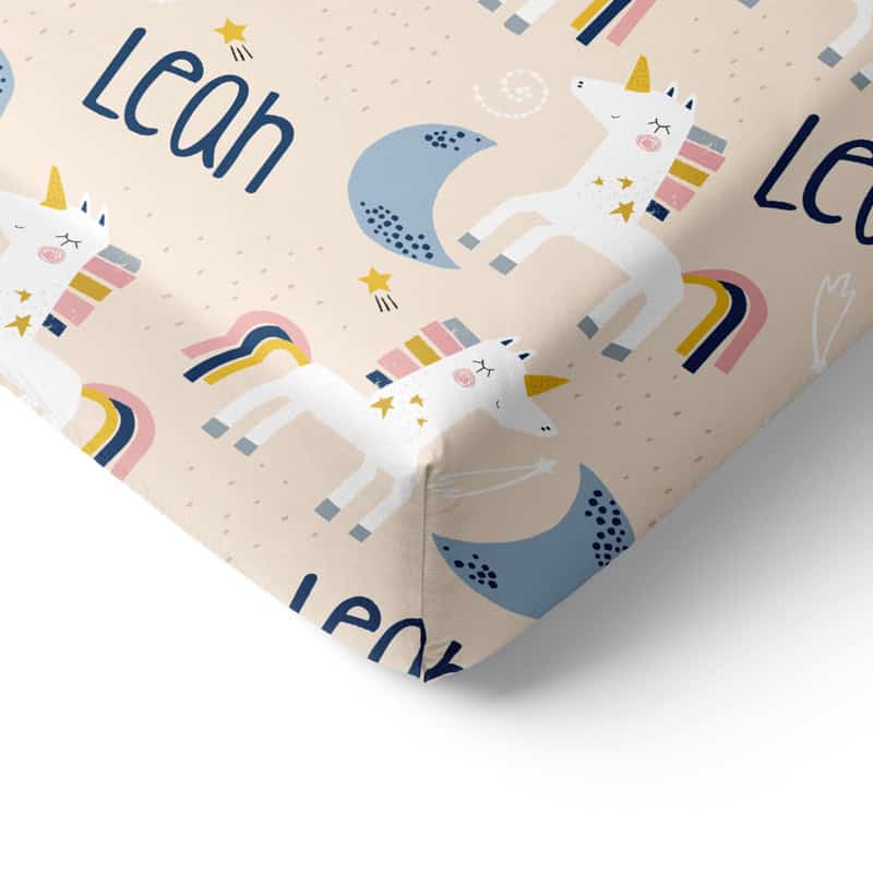 Sleepy Unicorn Crib Sheet Corner