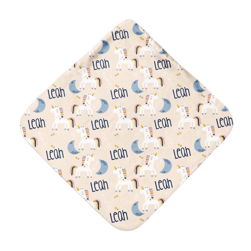 Sleepy Unicorn Hooded Towel Back