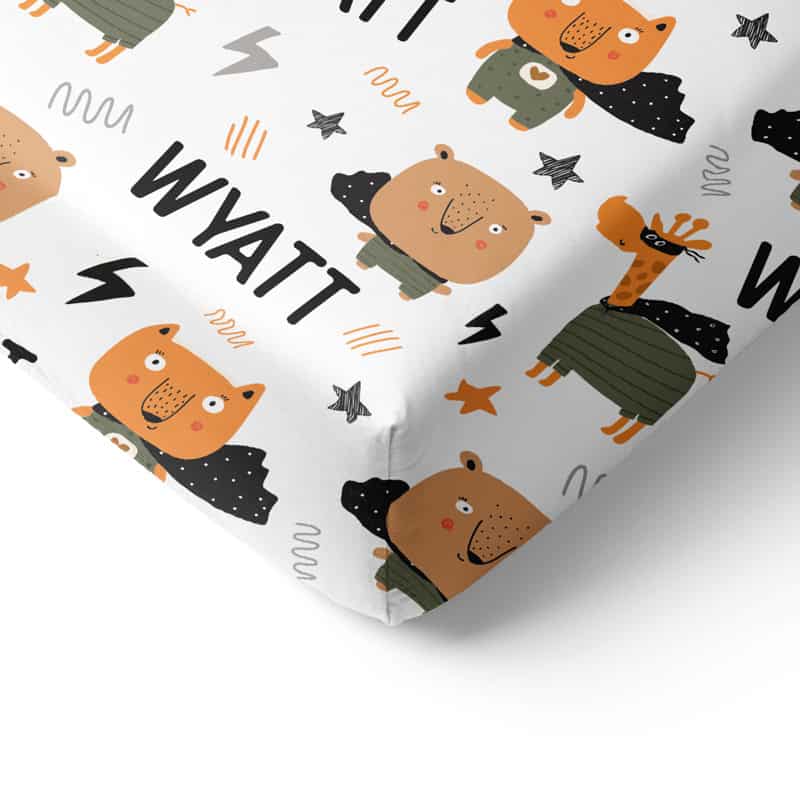 Super Animals Crib Sheet Corner