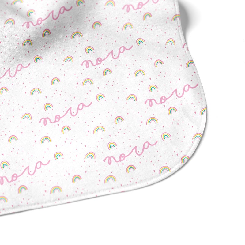 little pink rainbows hooded towel corner