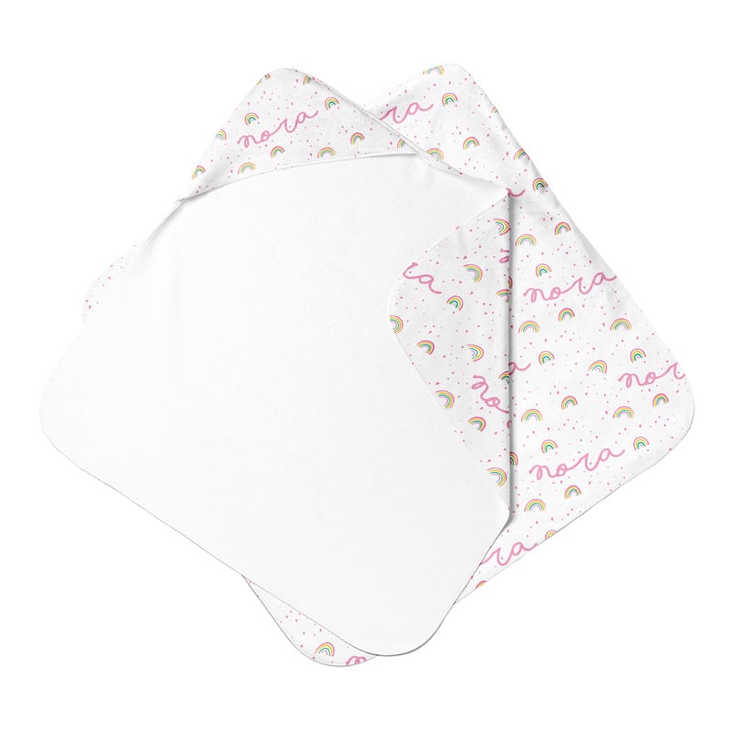 little pink rainbows hooded towel front