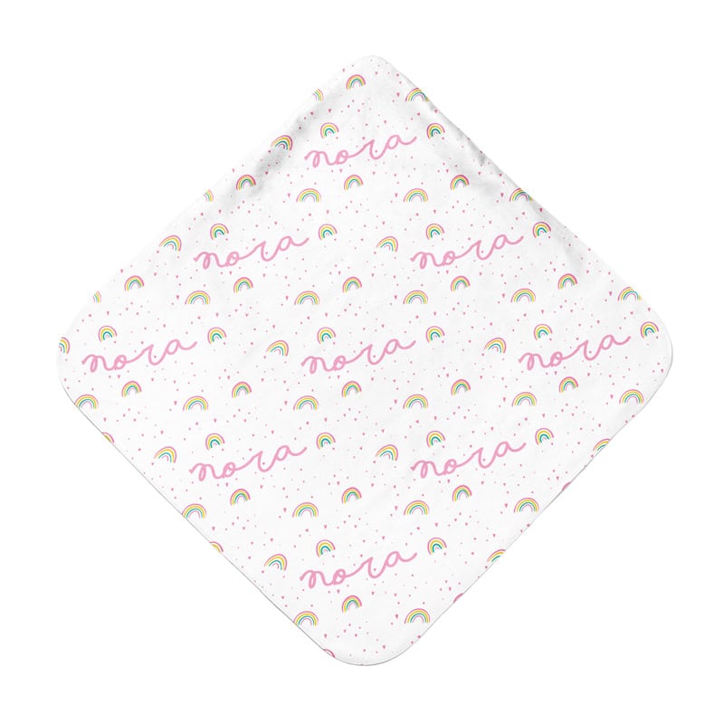 little pink rainbows hooded towel