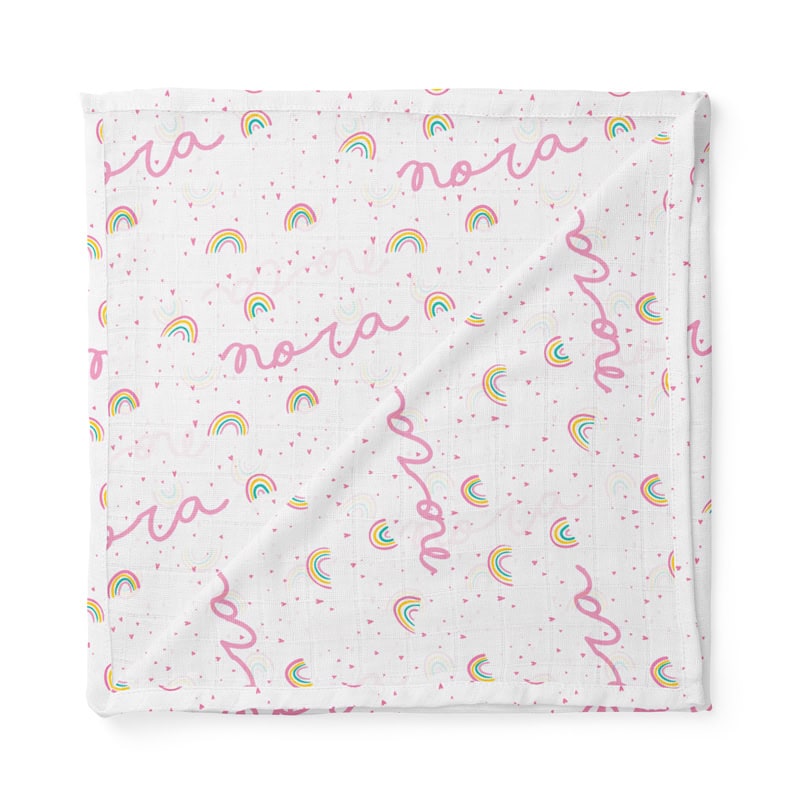 little pink rainbows swaddle folded