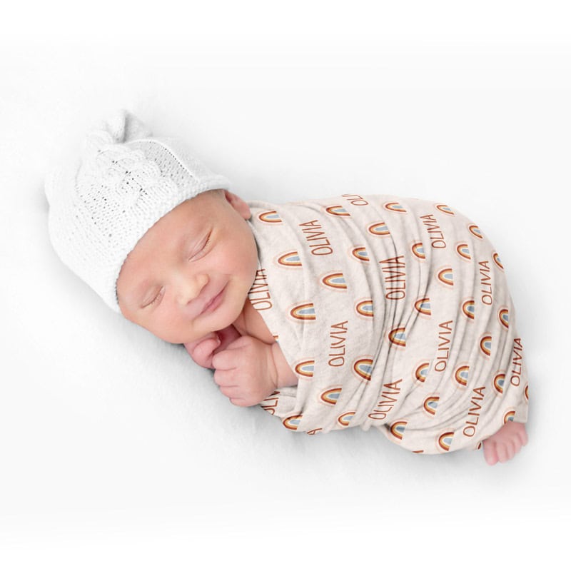 loving rainbow swaddle baby