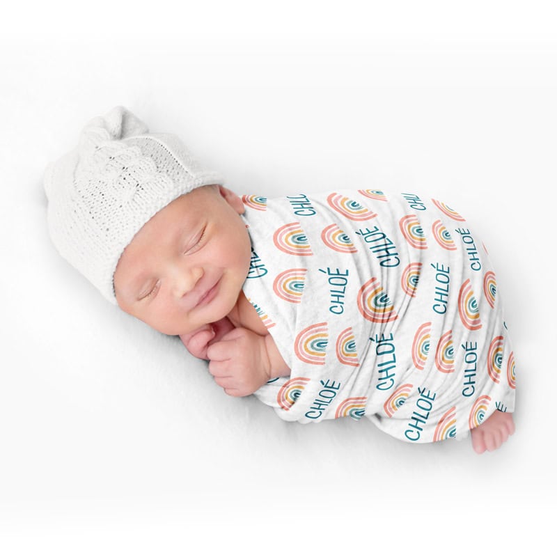rainbow swaddle baby