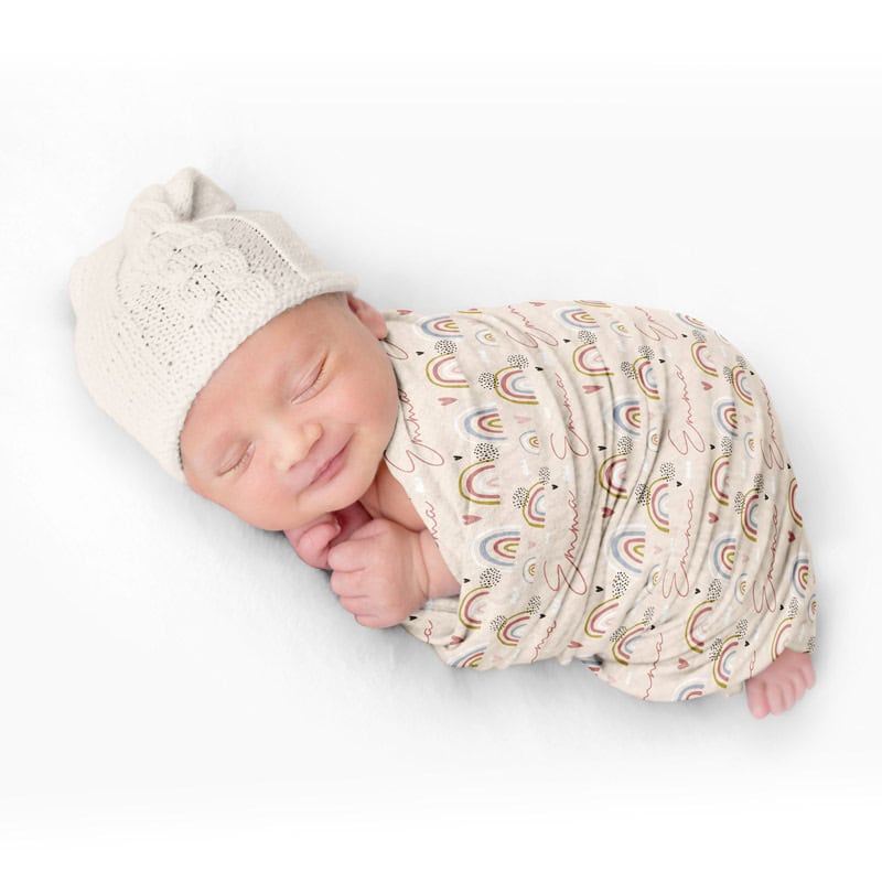 sweetest rainbow swaddle baby