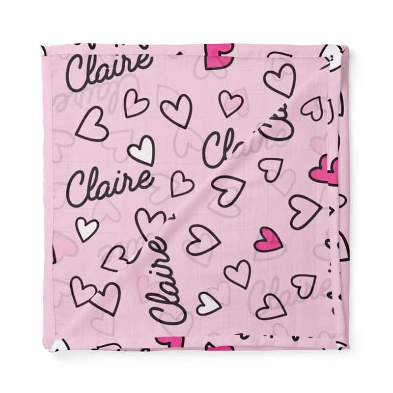 Adorable Hearts Baby Swaddle Folded