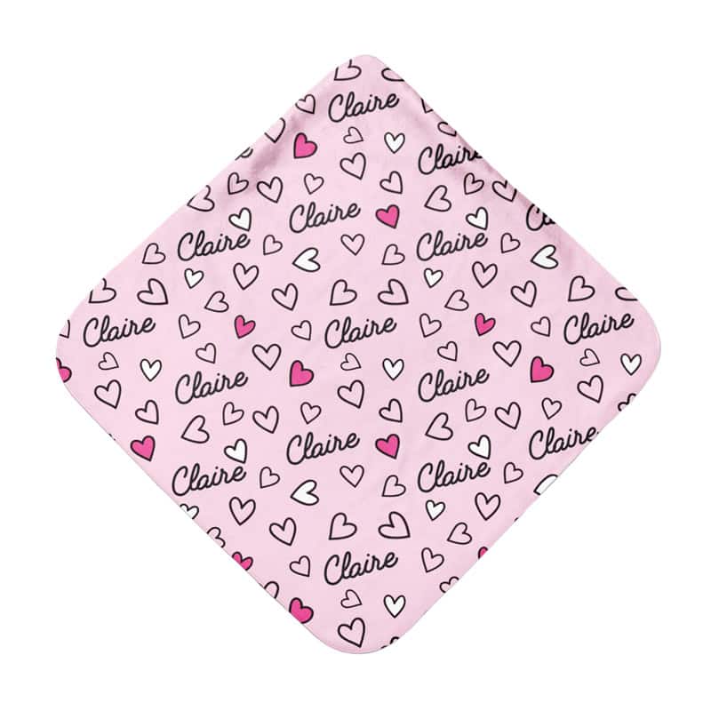 Adorable Hearts Hooded Towel Back