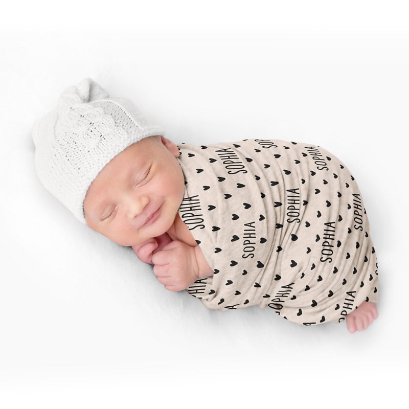 Black Hearts Baby Swaddle Baby