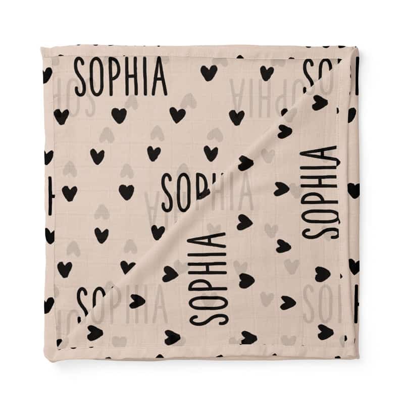 Black Hearts Baby Swaddle Folded