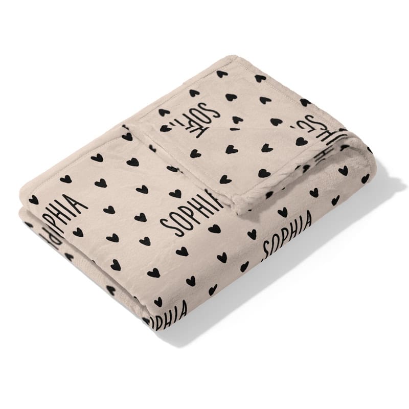 Black Hearts Blanket Folded