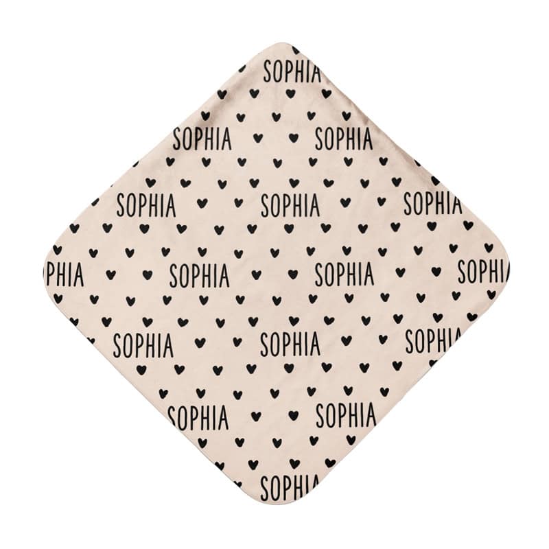 Black Hearts Hooded Towel Back