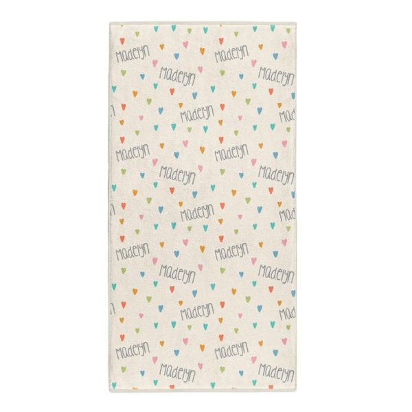 Colorful Hearts Bath Towel