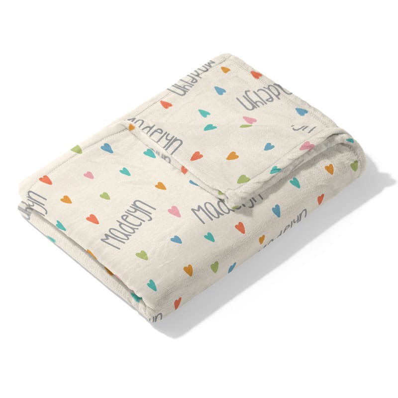 Colorful Hearts Blanket Folded