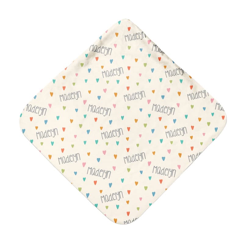 Colorful Hearts Hooded Towel Back