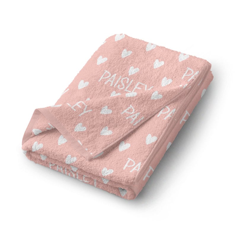 Lovable Hearts Bath Towel Folded