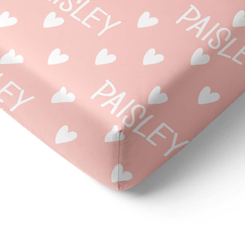 Lovable Hearts Crib Sheet Corner