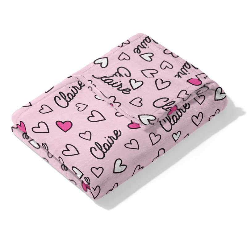 Pink Heart Blanket Folded