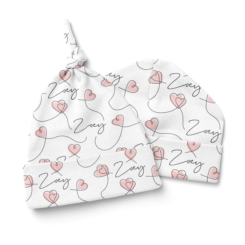 Script Hearts Baby Hat