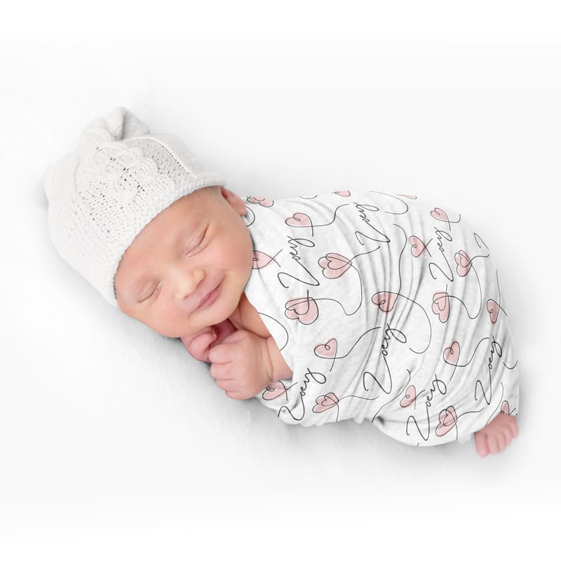 Script Hearts Baby Swaddle Baby
