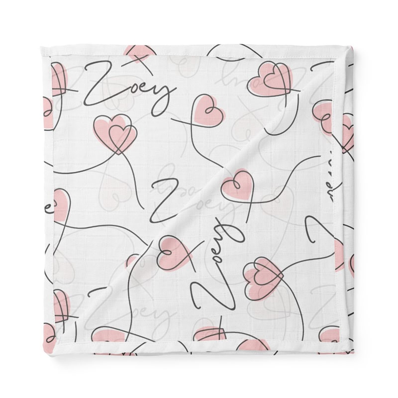 Script Hearts Baby Swaddle Folded