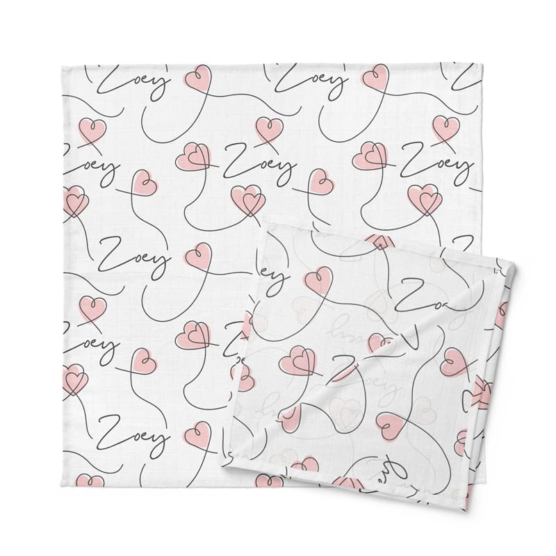 Script Hearts Baby Swaddle