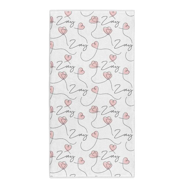 Script Hearts Bath Towel