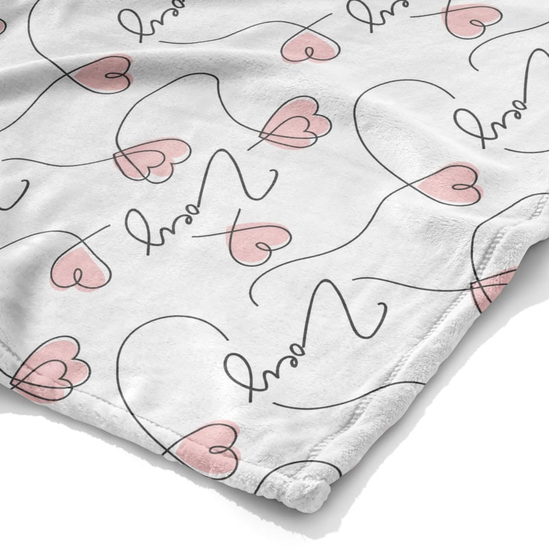 Script Hearts Blanket Corner