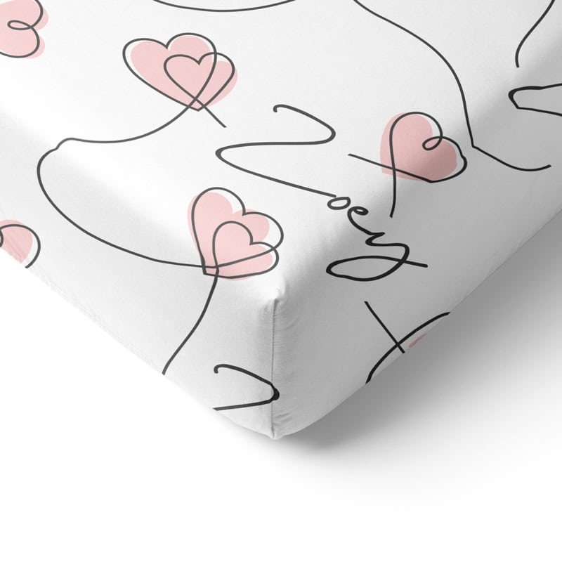 Script Hearts Crib Sheet Corner