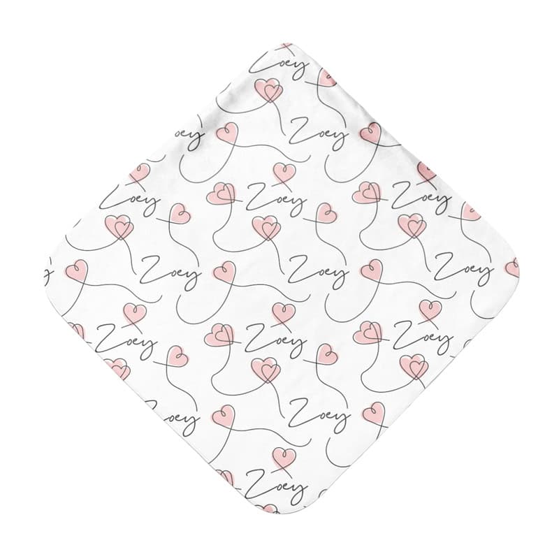 Script Hearts Hooded Towel Back