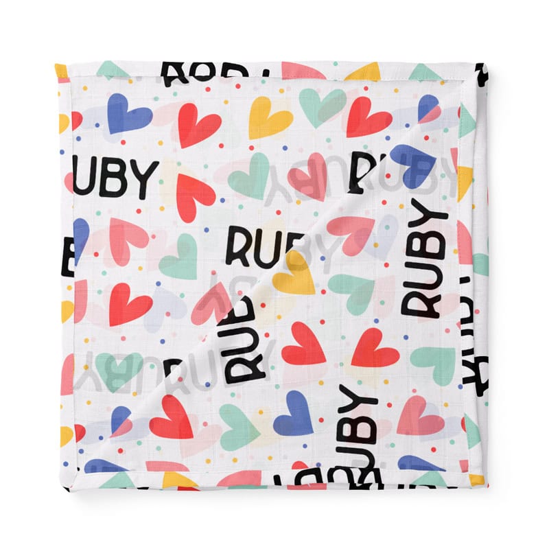 Vibrant Hearts Baby Swaddle Folded