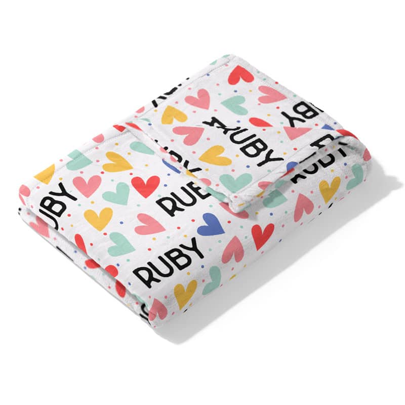 Vibrant Hearts Blanket Folded