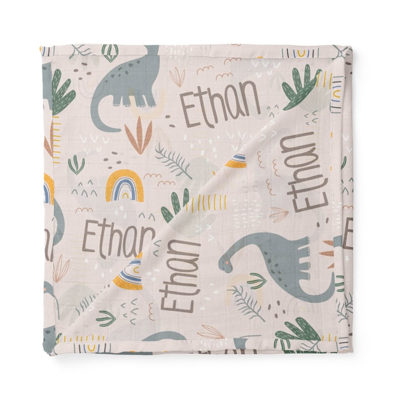 Dinosaur Muslin Blanket Folded