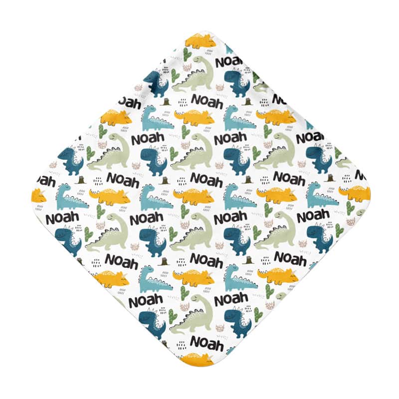 Little Dinos Hooded Towel Back